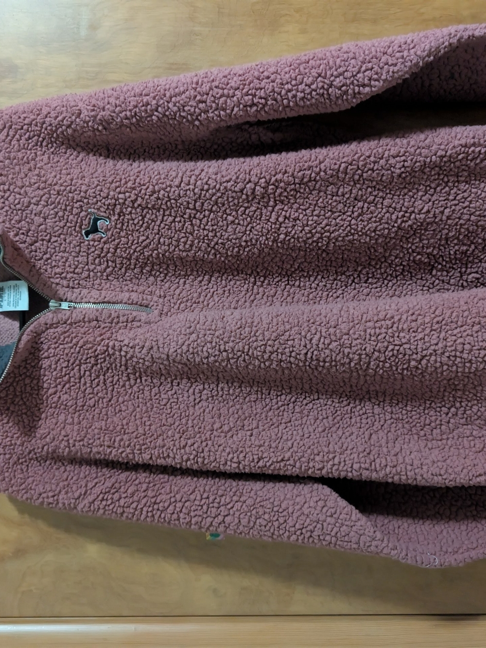 PINK Victoria's Secret Dusty Rose Sherpa Quarter-Zip Pullover